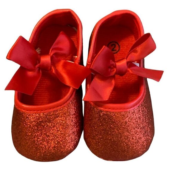 Other - Baby Girls Mary Jane Flats Red Sparkly Non-Slip Shoes 6-12M